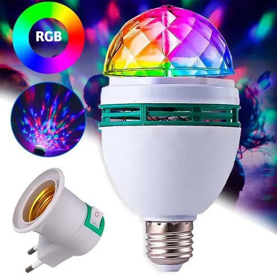 Lâmpada Globo De Luz Led Rgb Giratória Bola Maluca Colorida Rotativa