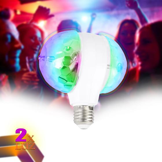 Imagem de Lâmpada Globo Duplo Giratório Cristal RGB LED 6w Bivolt E27 Festa Balada Noite 032