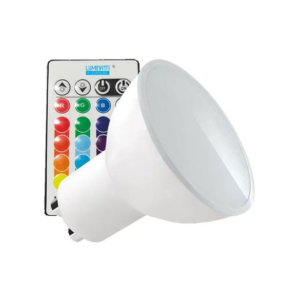 Imagem de Lâmpada GU10 Dicróica Led RGB Controle Remoto 3,5W Luminatti