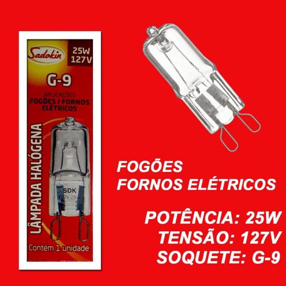 Imagem de Lâmpada Halógena G-9 para Fogões e Fornos Elétricos 25W 127V