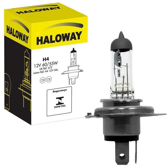 Lâmpada Haloway Halógena H4 Biodo 12V 60/55W P43T Farol Menor preço em Lâmpada Haloway Halógena H4 Biodo 12V 60/55W P43T Farol