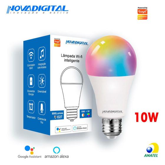 Imagem de Lâmpada Inteligente Wi-Fi RGB 10w Novadigital - Nova Digital