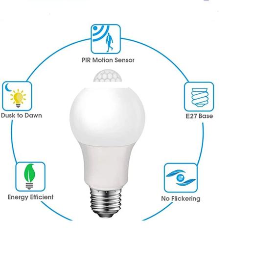 Imagem de Lâmpada Kit 3 uni Led 9w Com Sensor De Presença Branco Frio Bivolt