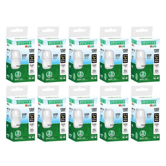 Lâmpada Led 15w Tkl 90 6500k Kit Com 10 Peças - Taschibra Menor preço em Lâmpada Led 15w Tkl 90 6500k Kit Com 10 Peças - Taschibra