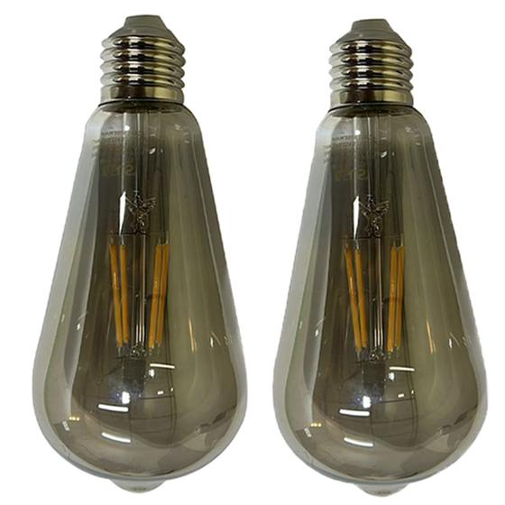 Imagem de Lampada Led 30w Multi Filamento Vintage Fume Kit 2 Uni Iluminaçao Casa Quarto Sala Decoraçao Segurança Varanda Luz Branco Quente