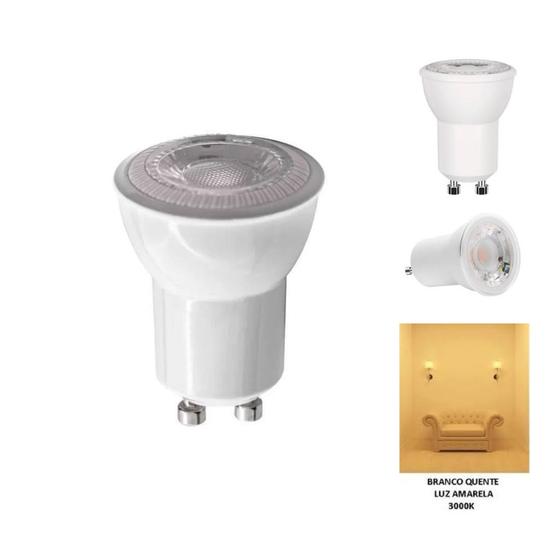 Lampada LED 3,5W Mini Dicroica MR11 GU10 Branco Quente 3000K Bivolt Menor preço em Lampada LED 3,5W Mini Dicroica MR11 GU10 Branco Quente 3000K Bivolt