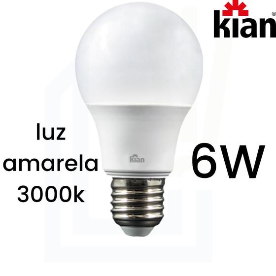 Imagem de Lâmpada LED 6W Kian 110V/220V E27 Luz Amarela Quente 3000k