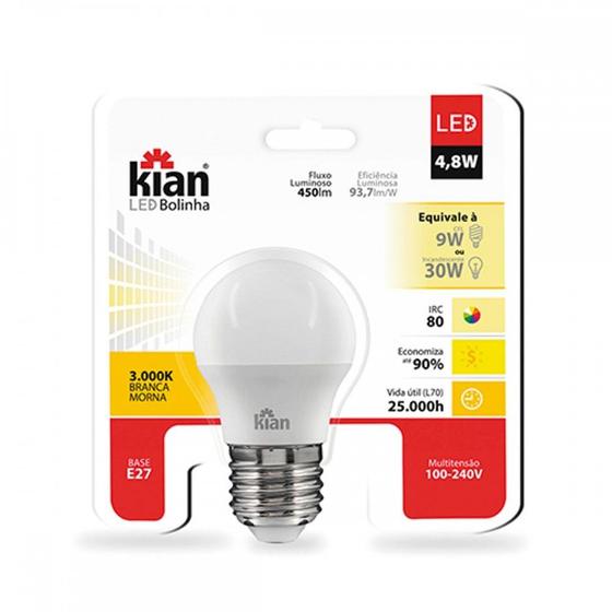 Imagem de Lampada Led Bolinha 4,8W 3000K Kian