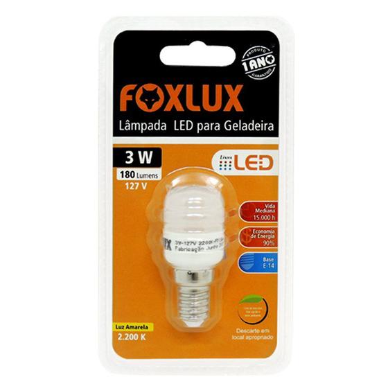 Imagem de Lâmpada LED Bolinha para Geladeira 3W Luz Branca Quente 127V E14 Foxlux