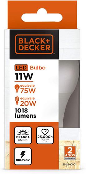 Lâmpada LED Bulbo A60 11W 6500K Black+Decker Menor preço em Lâmpada LED Bulbo A60 11W 6500K Black+Decker
