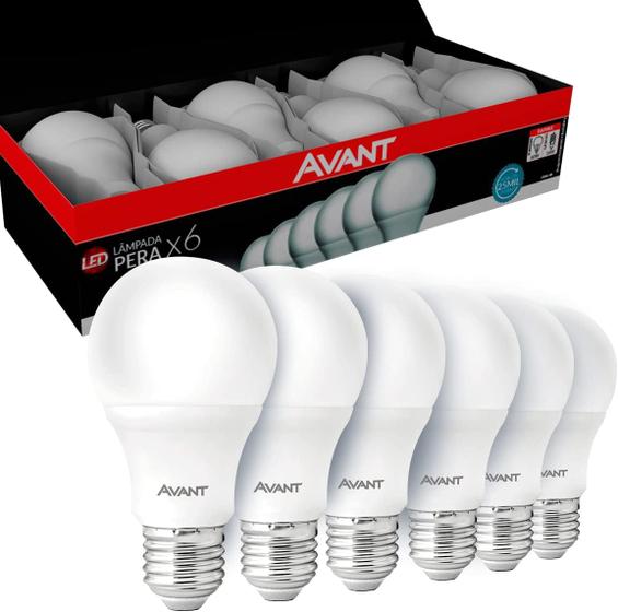 Lâmpada led bulbo bivolt 9w 6500k 6 unid branco frio - avant Imagem de Lâmpada led bulbo bivolt 9w 6500k 6 unid branco frio - avant