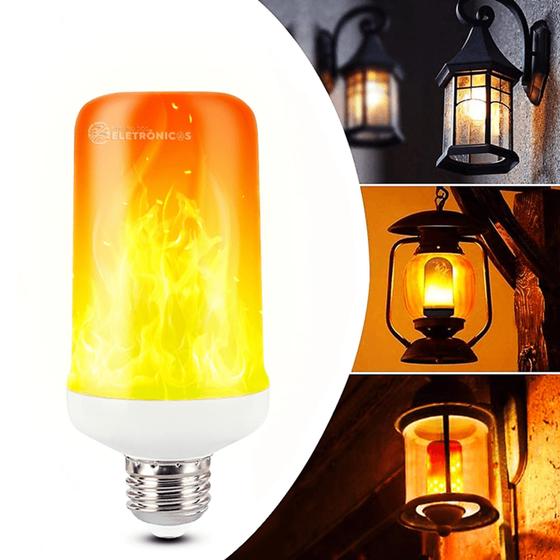 Imagem de Lâmpada LED Bulbo Efeito Chama Fogo Tocha 9W Bivolt Artificial Com Movimento Dinâmico TB0566