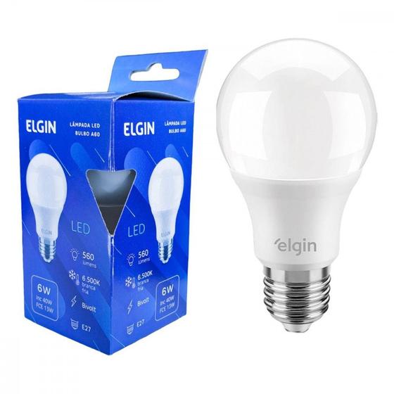 Imagem de Lampada Led Bulbo Elgin A60 - 6W. 6500K. ./ Kit Com 10 Peca