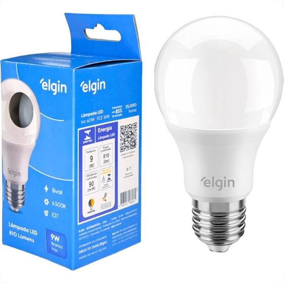 Imagem de Lampada Led Bulbo Elgin A60 - 9W. 6500K. - Kit C/10 Pecas