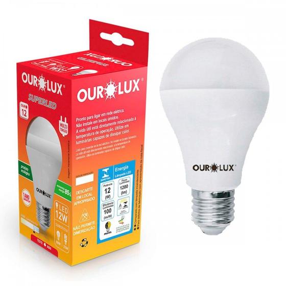 Imagem de Lampada Led Bulbo Ourolux A60 - 12W. 6500K. . / Kit C/ 10 Peças