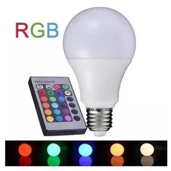 Imagem de Lampada Led Bulbo RGB 3w 16 Cores c/ Controle Remoto E27 Bivolt
