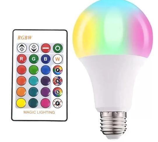 Imagem de Lâmpada LED Bulbo RGBW 10W 16 Cores com Controle Remoto Bivolt Iluminação Personalizada