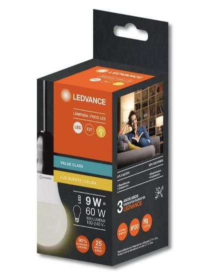 Imagem de Lâmpada Led Cla60 9W 3000K 806Lm Biv E27 Osram Ledvance 50Un