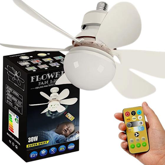 Imagem de Lampada Led Com Ventilador de Teto e27 C/ Remoto Silencioso