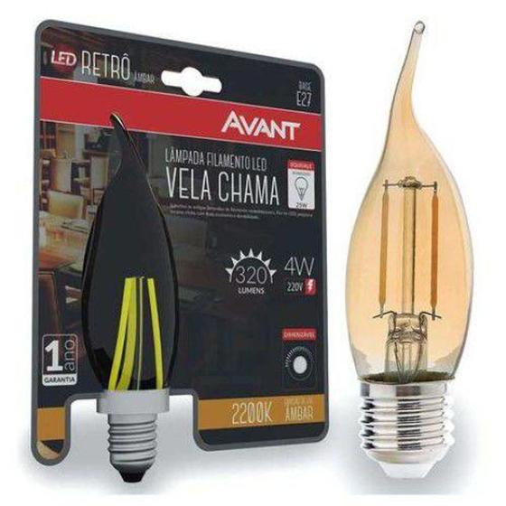 Imagem de Lâmpada Led Filamento Vela 4w Retrô 220v Avant Dimerizavel