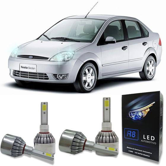 Lampada LED Ford Fiesta 2007 a 2010 Farol Baixo H1 e Alto H7 6500K 50W 6000 Lumens 12V Branca Lampada LED Ford Fiesta 2007 a 2010 Farol Baixo H1 e Alto H7 6500K 50W 6000 Lumens 12V Branca