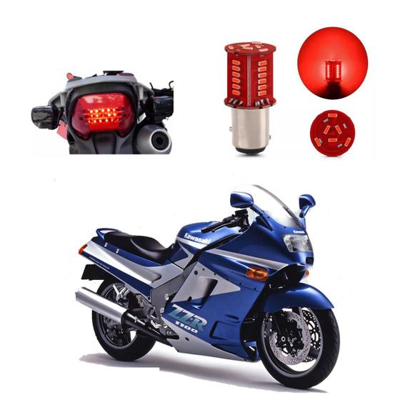 Imagem de Lâmpada Led Freio 2 Polos Sequencial Strobo Moto Ninja ZZR 1100CC 1993 1994 1995 1996 1997 1998 1999 2000 2001 2002 2003