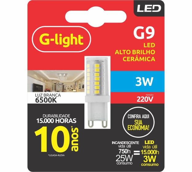 Imagem de Lâmpada Led G9 Cerâmica 3w 6500k 220v Branco-frio G-light