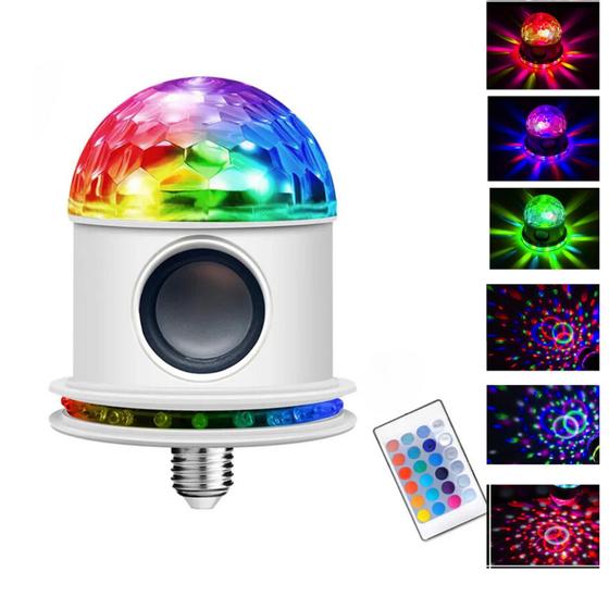 Imagem de Lâmpada LED Globo Luzes Giratória Caixa De Som RGB Bluetooth Com Controle Discoteca LEY2142