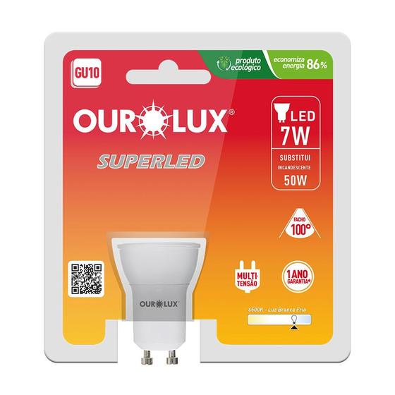 Imagem de Lâmpada Led GU10 6 Watts Bivolt 6500K Branca Fria - OUROLUX