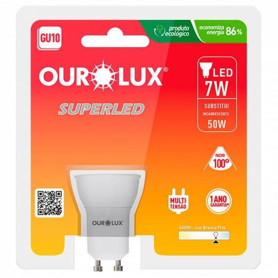 Imagem de Lâmpada Led GU10 7 Watts Bivolt 6500K Branca Fria - OUROLUX