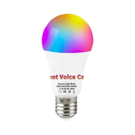 Imagem de Lâmpada LED Inteligente WiFi/Bluetooth E27 15W RGB+CW - Controle por App, Alexa e Google Home