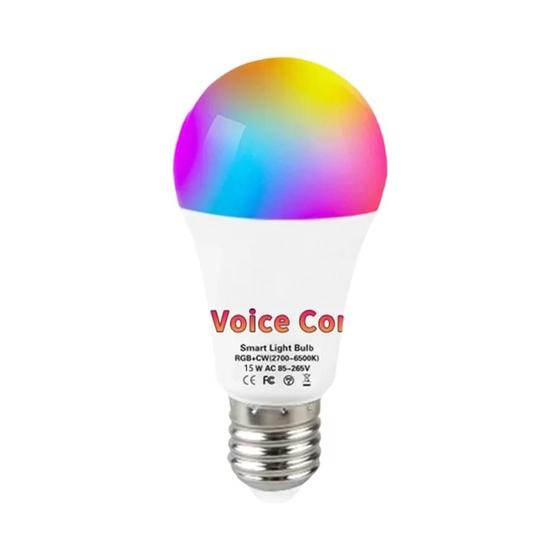 Imagem de Lâmpada LED Inteligente WiFi/Bluetooth E27 15W RGB+CW - Controle por App, Alexa e Google Home