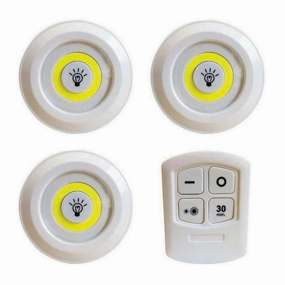 Lâmpada Led Luminária Sem Fio Controle Remoto Kit C/3 Spots Menor preço em Lâmpada Led Luminária Sem Fio Controle Remoto Kit C/3 Spots