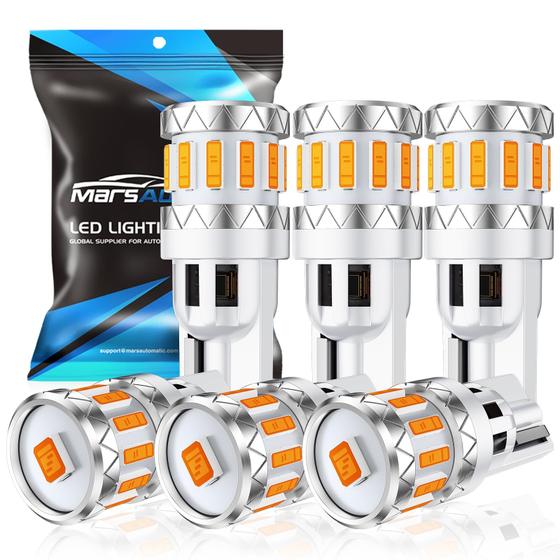 Imagem de Lâmpada LED Marsauto 194 Âmbar Amarela T10 W5W - Pacote com 10