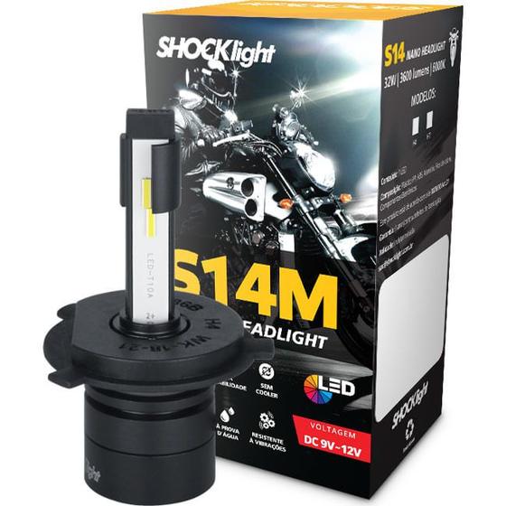 Imagem de Lâmpada Led Moto H4 6000k 3600lm 32w Nano S14 Shocklight