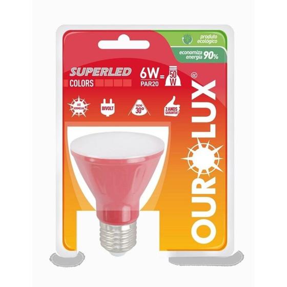 Imagem de Lâmpada Led Par20 6W Vermelho E-27 Bivolt 05477 Ourolux