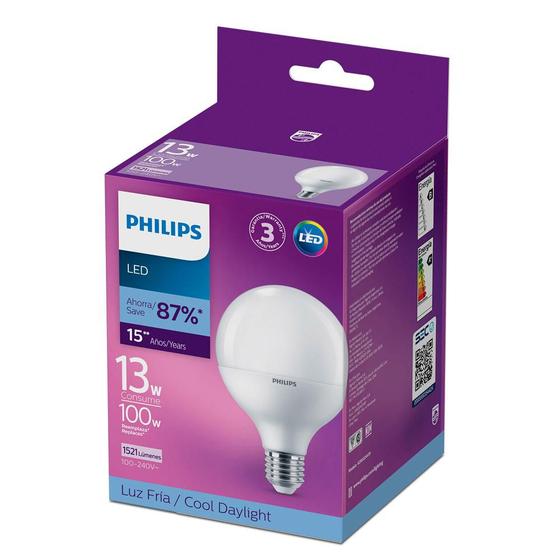 Imagem de Lâmpada Led Philips Globe G93 13W luz branca bivolt base E27