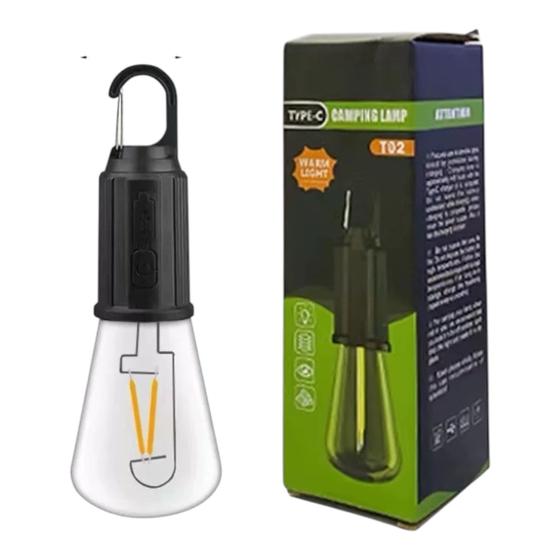 Imagem de Lâmpada Led Recarregavel Camping Barraca Pesca USB-C Quente