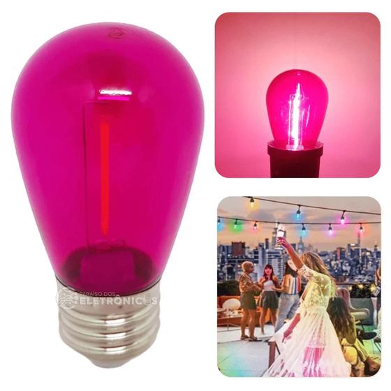 Imagem de Lâmpada Led Retrô Coloridas Filamento Bolinha1w S14 110v Abajur Luminárias  61461