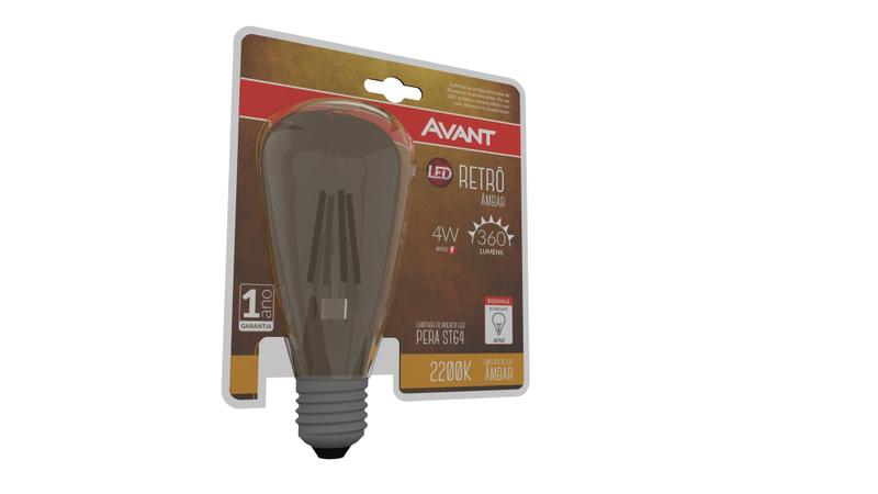 Imagem de Lâmpada Led Retrô Pera ST64 E27 4W AMBAR 2200K Bivolt Avant