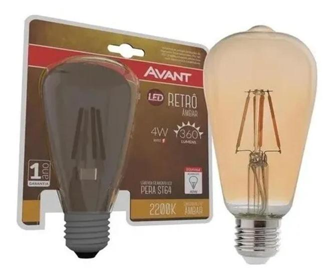 Imagem de Lampada Led Retro Pera St64 E27 Amb2200k 4w