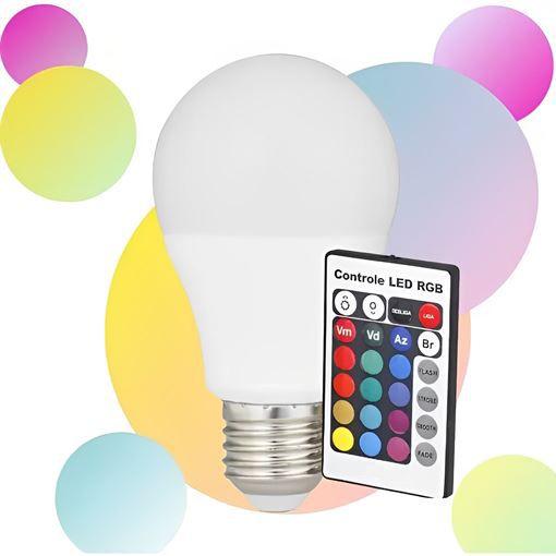 Imagem de Lâmpada Led RGB Bivolt com Controle Remoto