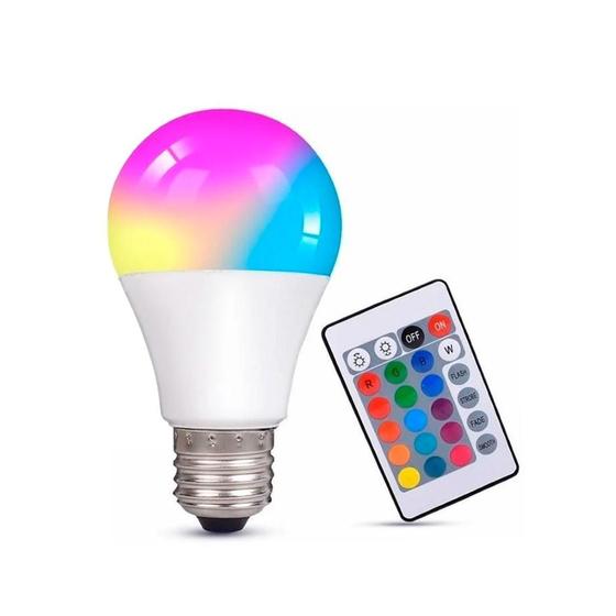 Imagem de Lâmpada Led Rgb Colorida Com Controle Remoto 12W E27 Bivolt