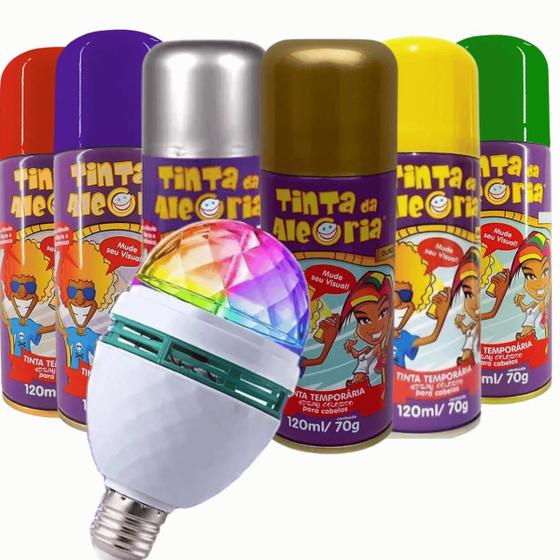 Imagem de Lâmpada Led RGB Giratória Com Tinta Spray Cabelo Temporária