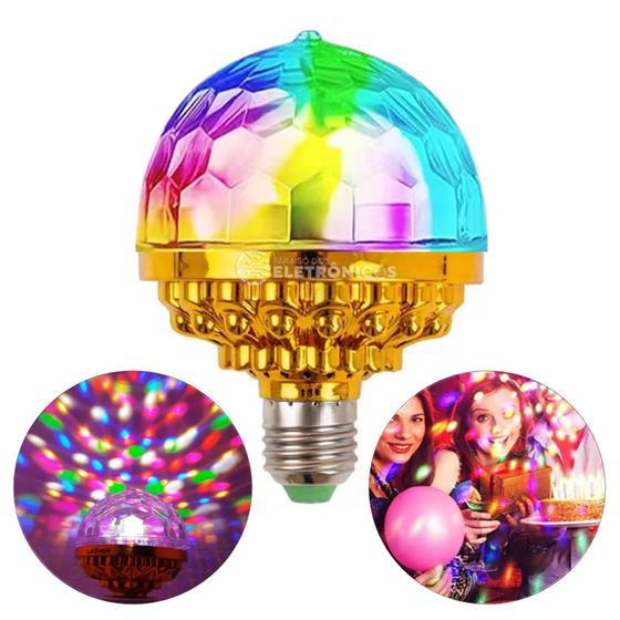 Imagem de Lâmpada LED Rotativo Luz Colorida Efeito RGB Bivolt Ideal P/ Salão de Festas Balada LEY2150