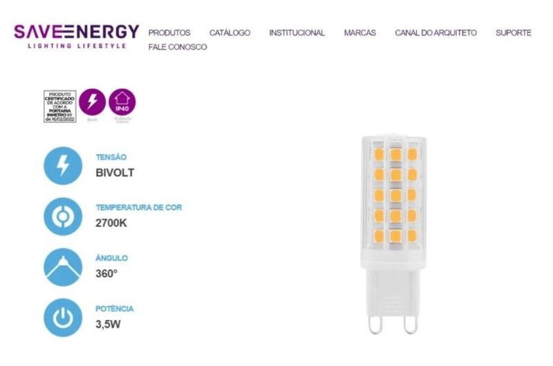 Imagem de Lampada Led Save 3.5w 2700k G9 Autovolt Se-265.2103