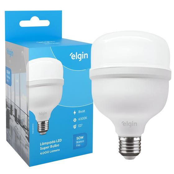 Lâmpada Led Super Bulbo 50w Alta Potência Bivolt Branco Frio Elgin Menor preço em Lâmpada Led Super Bulbo 50w Alta Potência Bivolt Branco Frio Elgin