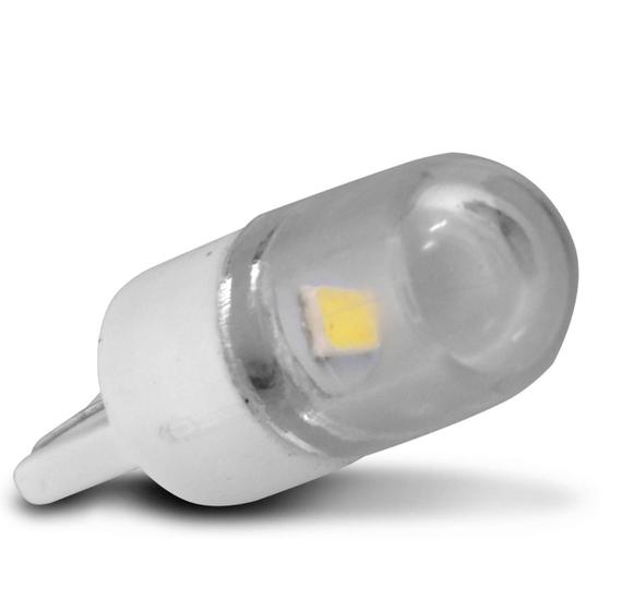 Imagem de Lâmpada LED T10 W5W Pingo 1 Polo 12V 2W Luz Branca Aplicação Lanterna Painel Teto e Placa