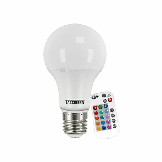 Imagem de Lâmpada LED Taschibra TKL RGB 9W Controle Remoto 12 Cores Dimmer E27