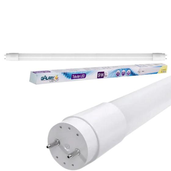 Imagem de Lampada Led Tubular De 9W 60cm T8 Soquete G13 Bivolt Luz Branco Frio De 6500K 900 Lúmens Galaxy-Led